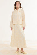 Flora Desen Brode Etekli Takım - Butter Yellow