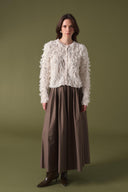 Fringe Detay Triko Hırka - Ekru