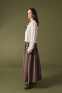 Fringe Detay Triko Hırka - Ekru