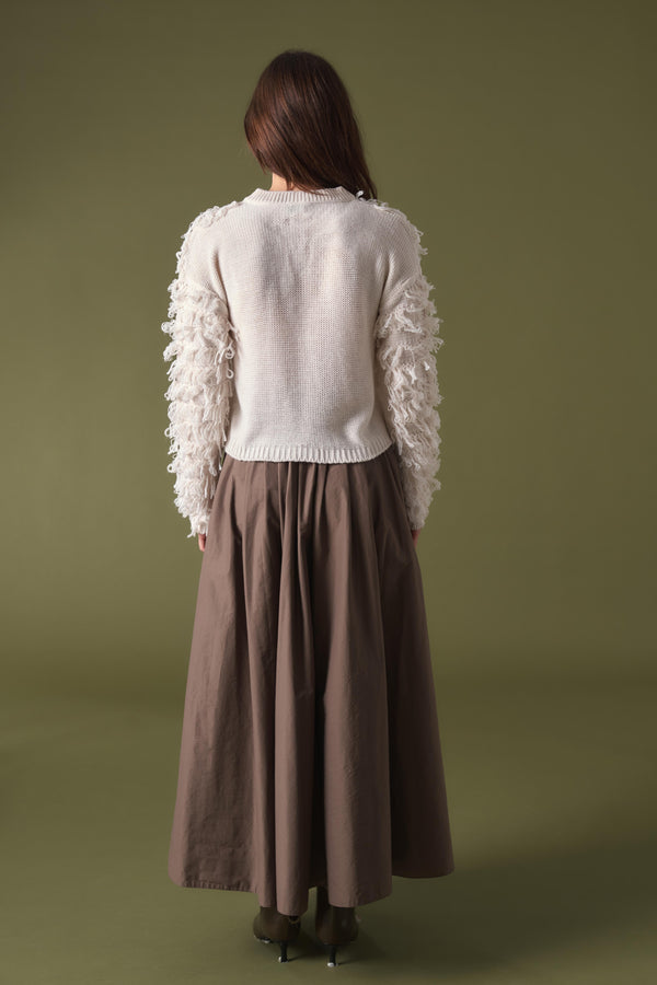 Fringe Detay Triko Hırka - Ekru