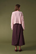 Fringe Detay Triko Hırka - Pudra