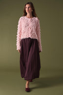 Fringe Detay Triko Hırka - Pudra