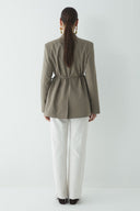 Fularlı Double Blazer Ceket - Çağla