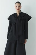 Fularlı Double Blazer Ceket - Siyah