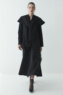 Fularlı Double Blazer Ceket - Siyah