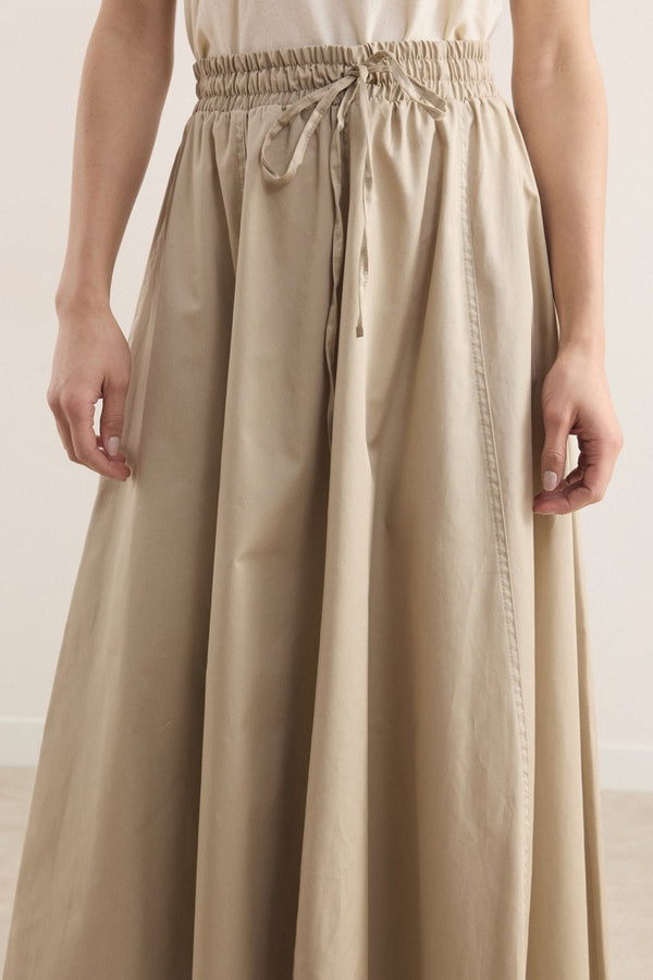 Gabardin Kloş Etek - Bej