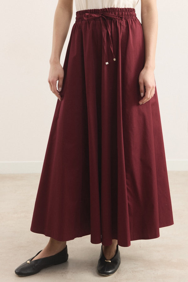 Gabardin Kloş Etek - Bordo