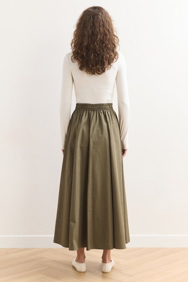 Gabardin Kloş Etek - Haki