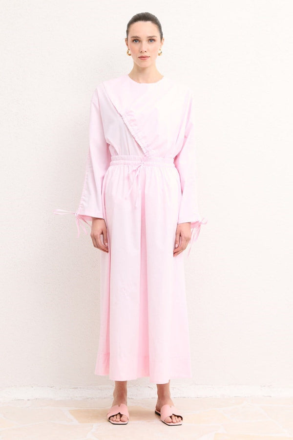 Geniş Paça Poplin Basic Pantolon - Pembe
