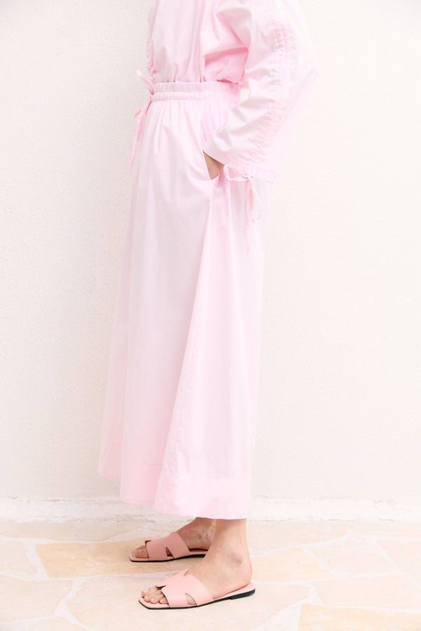 Geniş Paça Poplin Basic Pantolon - Pembe