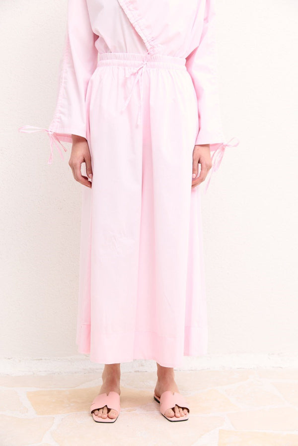 Geniş Paça Poplin Basic Pantolon - Pembe