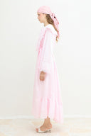 Güpürlü Dacron Elbise - Pembe