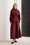Güpürlü Etek Takım - Bordo