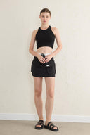 Halter Yaka Crop Atlet - Siyah