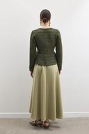 Jewel Peplum Simli Triko Hırka - Haki