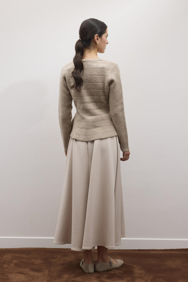 Jewel Peplum Simli Triko Hırka - Mocha