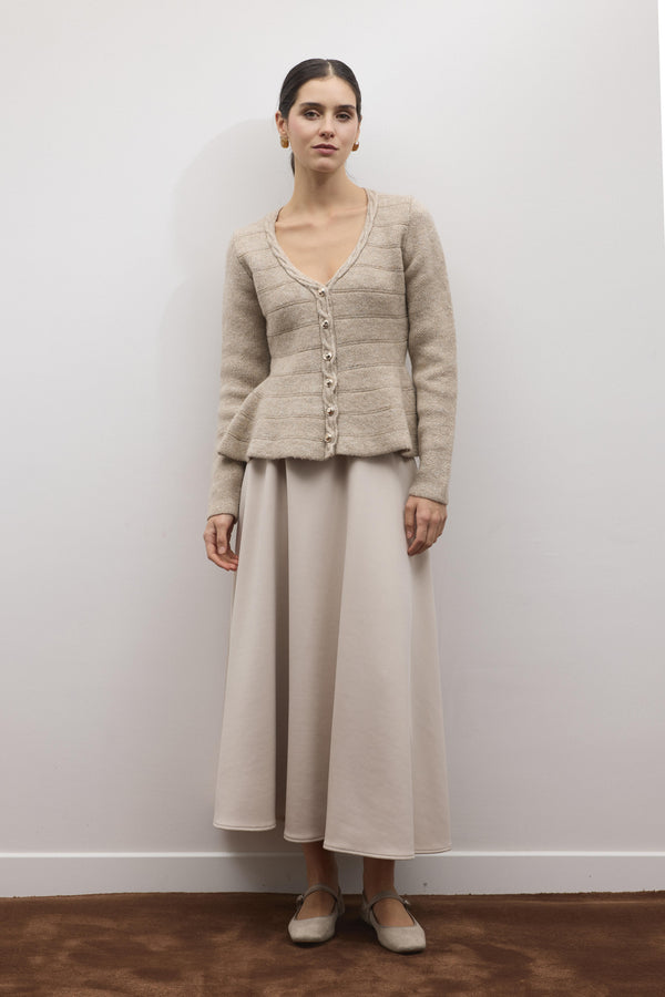 Jewel Peplum Simli Triko Hırka - Mocha