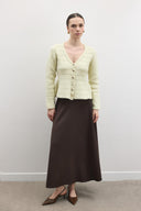 Jewel Peplum Simli Triko Hırka - Sarı