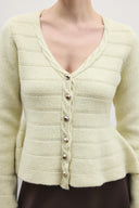 Jewel Peplum Simli Triko Hırka - Sarı