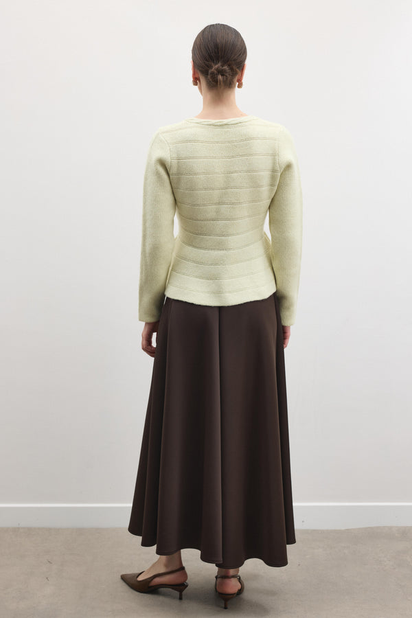 Jewel Peplum Simli Triko Hırka - Sarı