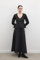 Jewel Peplum Simli Triko Hırka - Siyah