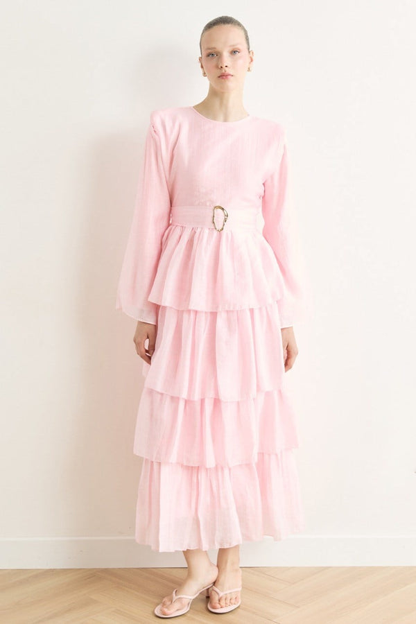 Kat Kat Puantiye Elbise - Pembe
