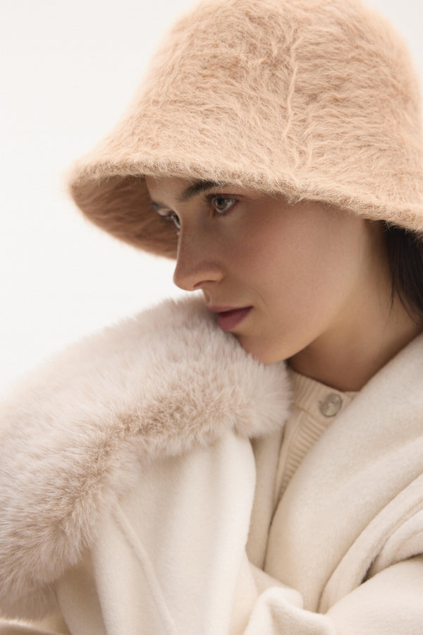 Keçe Tüylü Şapka - Camel