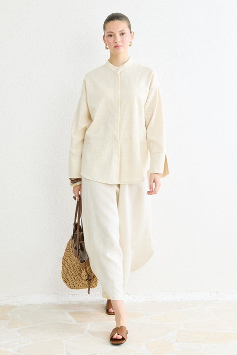 Belted Linen Shirt - Natural