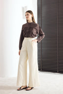 Kemerli Keten Basic Pantolon - Sarı