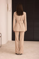 Kemerli Blazer Pantolon Takım - Taş