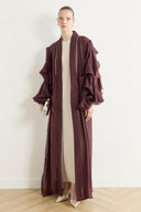 Kol Fırfırlı Abaya - Bordo