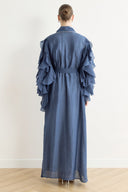 Kol Fırfırlı Abaya - İndigo