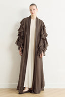 Kol Fırfırlı Abaya - Kahve