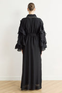 Kol Fırfırlı Abaya - Siyah