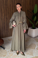 Flutter Sleeve Muslin Dress - Khaki