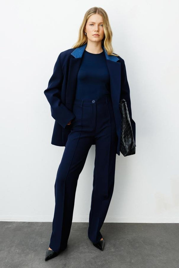Kot Garni Detaylı Blazer Ceket - Lacivert