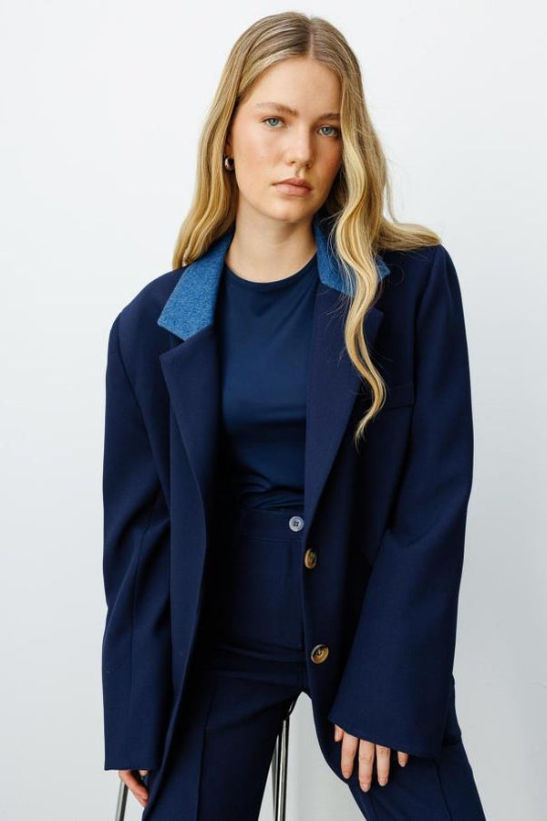 Kot Garni Detaylı Blazer Ceket - Lacivert