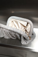 Kristal Taşlı Clutch Çanta - Gümüş