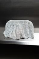 Kristal Taşlı Clutch Çanta - Gümüş