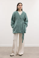 Kruvaze Curly Kaşe Ceket - Mint