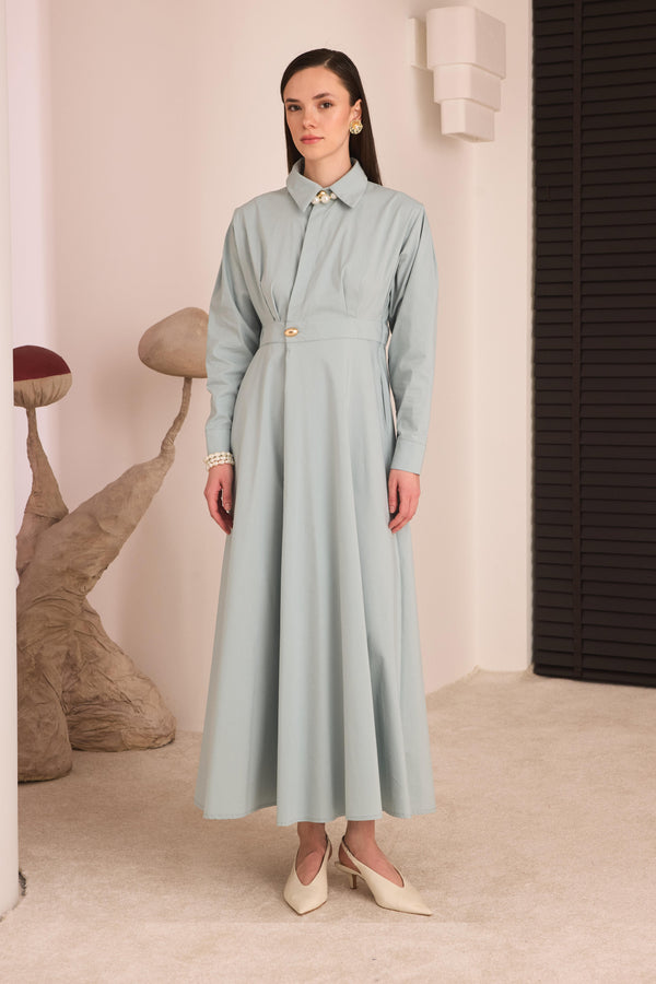 Kylie Belden Oturtmalı Elbise - Mint