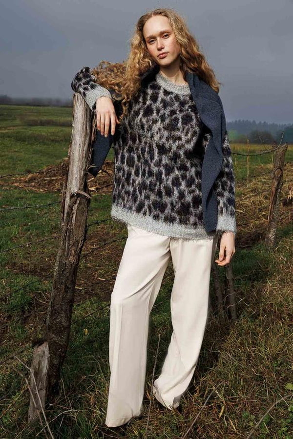 Leopar Desenli Kazak - Kahve