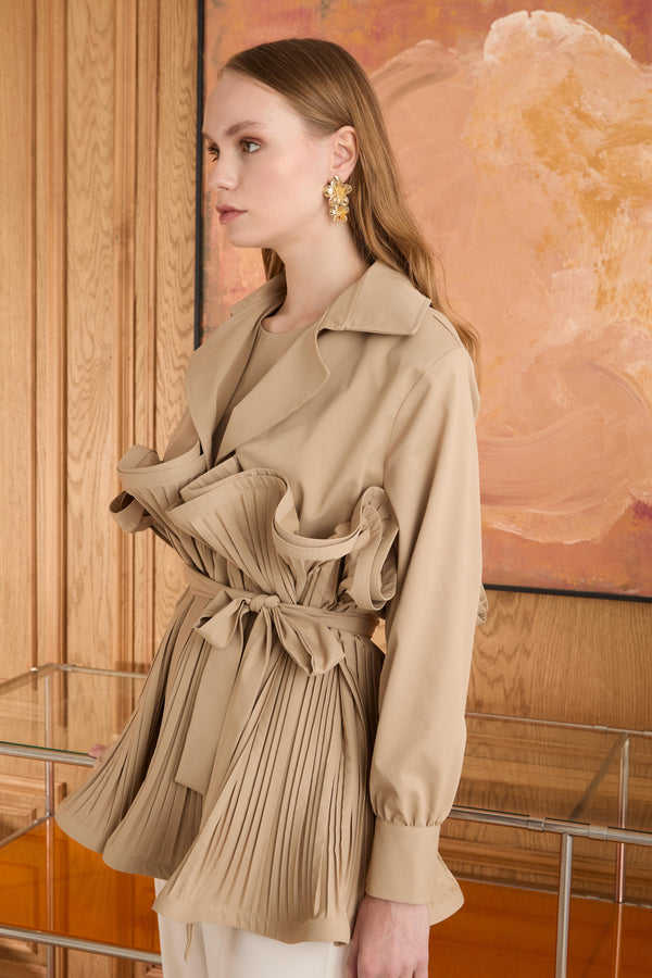 Lofts Piliseli Grenli Premium Ceket - Camel