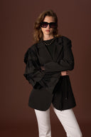 Louie Kol Dantelli Double Ceket - Siyah