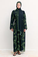 Mela Desenli Şallı Abaya - Siyah