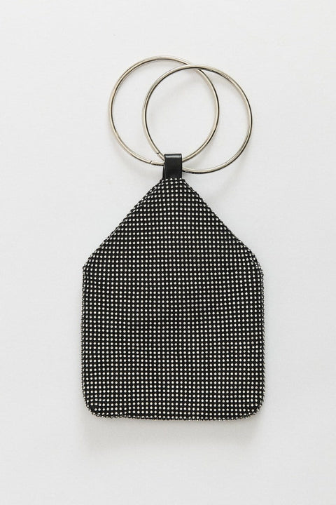 Embellished Evening Bag with Metal Accessories - Black