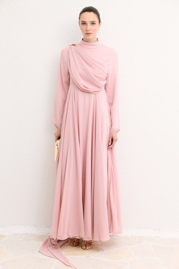 Milen Şifon Elbise - Pembe