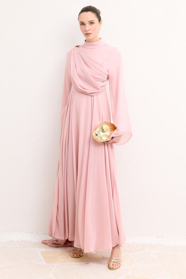Milen Şifon Elbise - Pembe