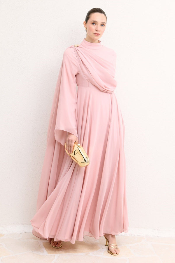 Milen Şifon Elbise - Pembe