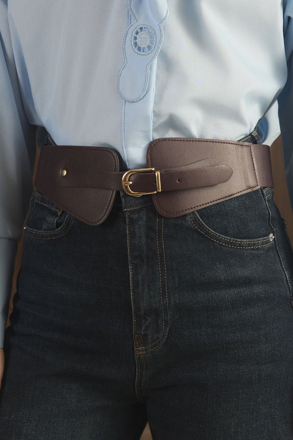 Minimal Toka Detaylı Geniş Kemer - Mürdüm